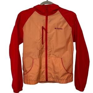Columbia Girls Windbreaker Jacket Multicolor Hooded Size 14 Full Zip